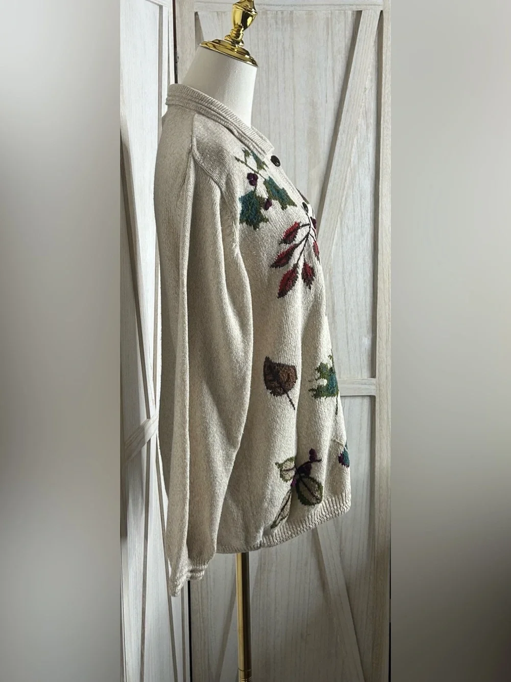 Vintage Alfred Dunner Fall Leaf Motif Grannycore Sweater Y2K Cozy Autumn Sz M
